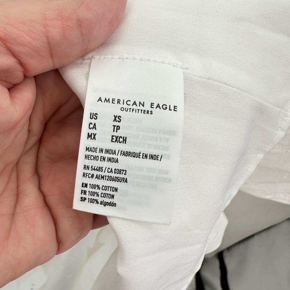 AMERICAN EAGLE Swiss dot white woman cotton milkmaid cottagecore midi dress XS - Picture 8 of 16
